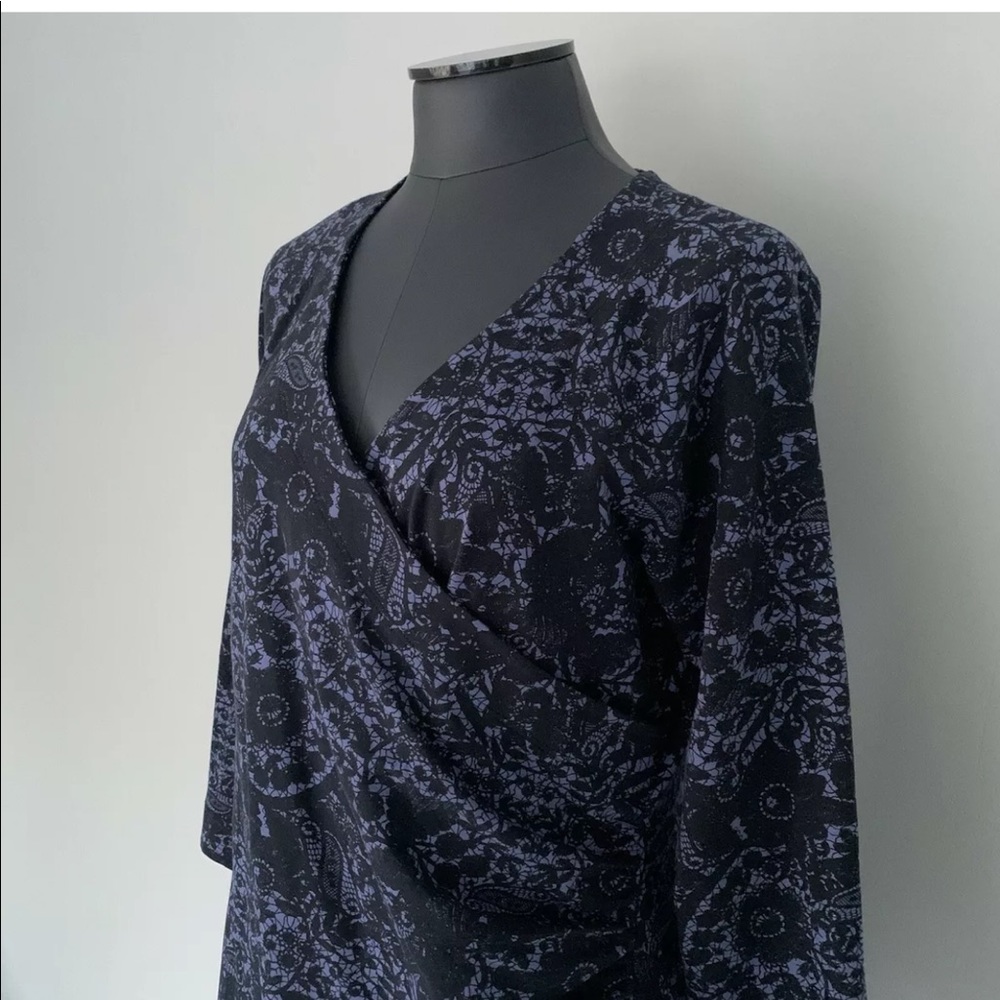 Soft Surroundings Purple Black Lace Surplice Dress